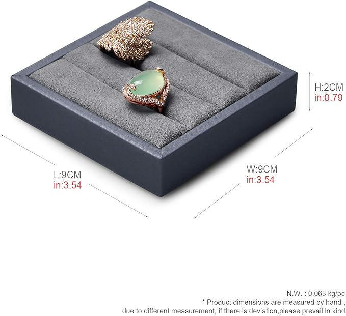 Oirlv Premium Leather Ring Display Stand Small Ring Tray Showcase Jewelry Display Home Organizer(Grey)