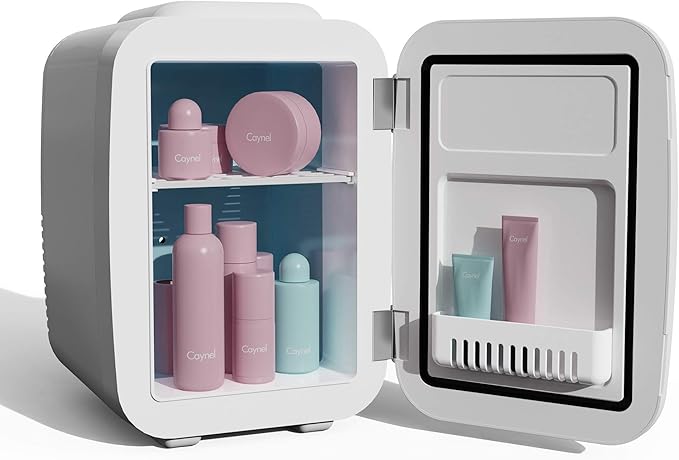 CAYNEL Mini Fridge Portable Thermoelectric 4 Liter Cooler and Warmer for Skincare, Eco Friendly Beauty Fridge For Foods,Medications, Cosmetics, Breast Milk, Medications Home and Travel