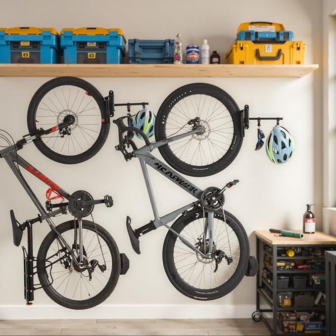 Swivel Bike Wall Mount, Bike Hangers for Garage, Space-Saving Vertical Bike Rack, Sturdy Bike Storage Rack Holds Up to 66lbs with No-scratch Protection, Easy to Install, 1 Pack