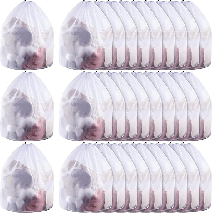 48 Pcs 24 * 32 Inches Fine Mesh Laundry Bag with Drawstring Large Heavy Duty Mesh Bag Machine Washable Sheet Drawstring Net for Delicates College Dorm