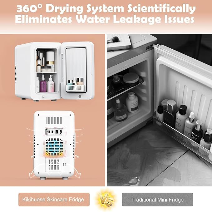 13L/22L Mini Fridge for Bedroom, Non-condensing Small Skincare Fridge, 110V/12V Portable Refrigerator Cooler & Warmer for Drinks, Food, Beauty, Makeup, Dorm, Car, Office