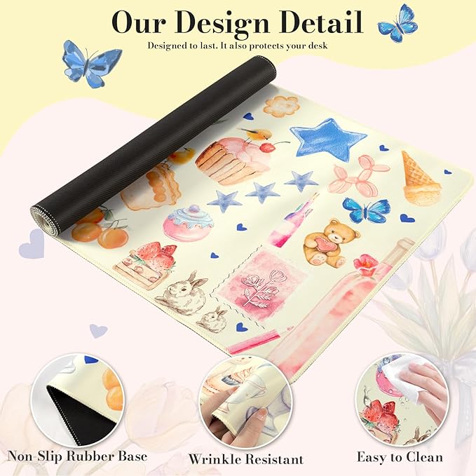 iCasso Desk Cover Mat, Extra Large Mouse Pad, Desk Pad Mat,Office Matt for Desktop Protector, Anti-Slip XXL Big Mousepad with Stitched Edges for Laptop Computer Keyboard (Yellow)