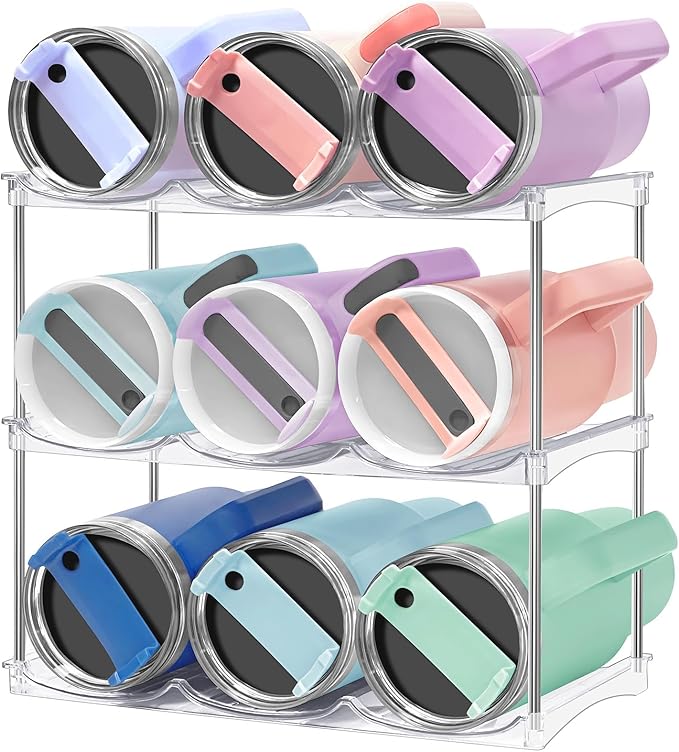 Water Bottle Organizer for Stanley 40 oz Tumbler - Stackable Water Bottle Holder for Cabinet Pantry Kitchen Organizers and Storage for Stanley Cup Holder Accessories, Tumbler Organizer Storage Rack