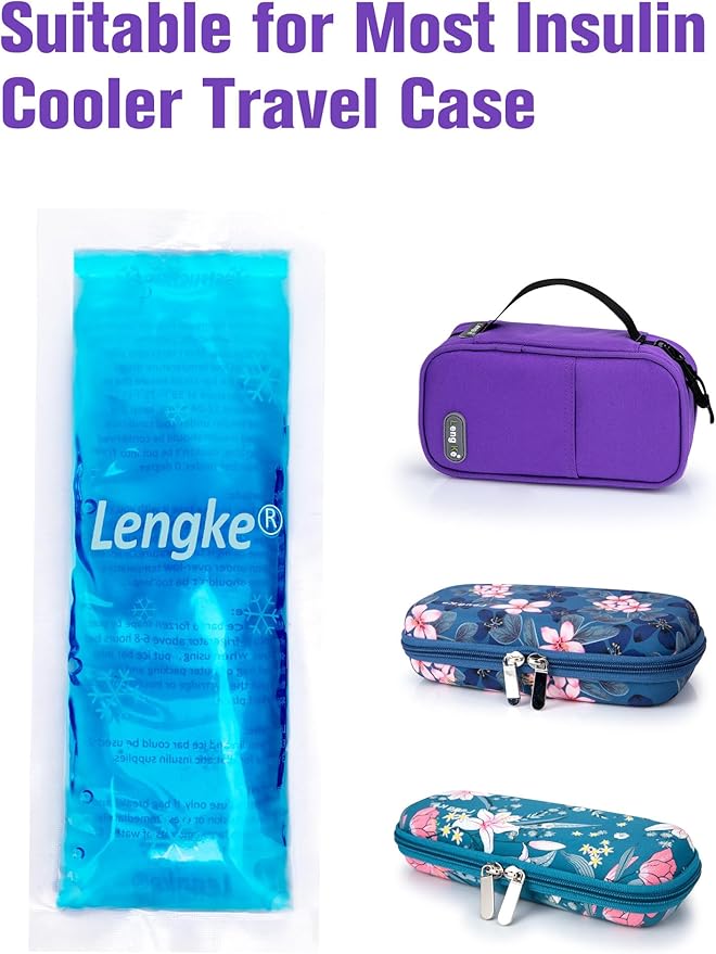 4 Pack Ice Pack for Insulin Cooler Travel Case - TSA Approved Ice Packs for Diabetic Travel Case and Travel Medicine Organizer,Small Gel Ice Pack for Refrigerated Medicine Travel Case by Leng Ke