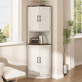 Tall Corner Cabinet, 64.7" Corner Storage Cabinet with 4 Doors and 5 Storage Shelves, Farmhouse Space Saver with Arched Door Design for Living Room, Kitchen, Bathroom, Office