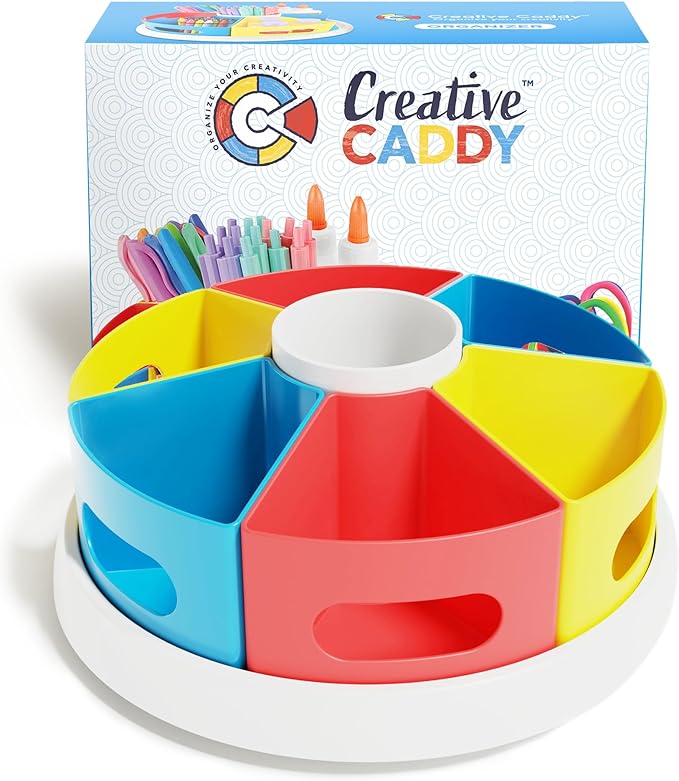 Rotating Art Supply Organizer for Kids, Crayon Caddy for Kids Desk or Pencil and Marker Holder for Teachers, Classroom Arts and Crafts and Homeschool School Supplies Storage