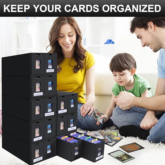 14000+ Card Storage Box, 2700+ Toploader Card Storage Box for Commander Display,with 72 Dividers, Labels & Tapes,Fit for TCG, PTCG, MTG
