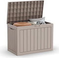 45 Gallon Large Deck Box,Resin Outdoor Storage Box with Lockable for Patio Furniture, Pool Accessories, Garden Tools Waterproof Outside Storage Box, Grey