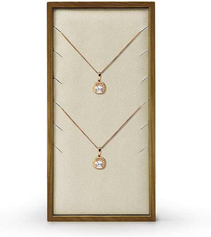 Oirlv Solid Wood Necklace Display Tray Jewelry Showcase Organizer (Creamy-white)