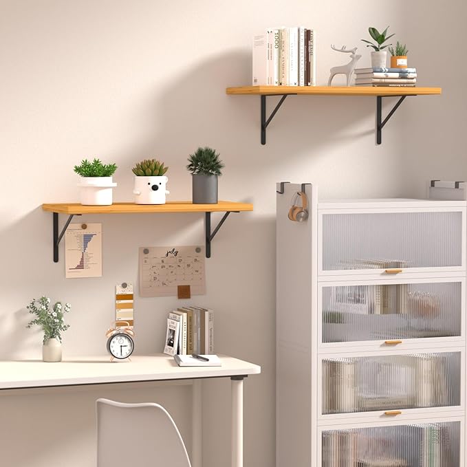 32 Pack L16 x H 10" Black Heavy Duty Shelf Brackets with Screws Metal Shelf Brackets Shelf Support Angle Brackets for Shelves L Brackets Heavy Duty Floating Shelf