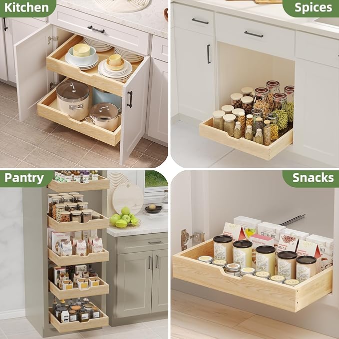 Pull Out Drawers for Cabinets, 16½” W x 21” D Soft Close Slide Out Drawers for Kitchen Cabinets, Cabinet Pull Out Shelves Requires At Least 17½” Cabinet Opening