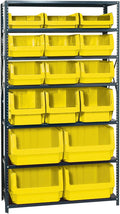 Quantum Storage Systems MSU-16-MIXYL Solid Heavy Duty 7 Shelves 16 MAGNUM Yellow Bins 75" H x 42" W x 18" D