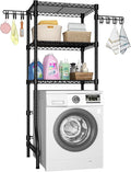 Ulif U8 Mini Laundry Room Storage Organizer, Over the Washer and Dryer Storage Shelves for Laundry Organization, 29.5”W x 17.3”D x 76.2”H, Suit Washing Machine Width within 27.1”, Hold 304 lb, Black