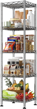 5 Wire Shelving Metal Shelves Storage Rack:Adjustable Storage Shelves Standing Shelf Units and Narrow Shelf for Laundry Bathroom Kitchen Pantry Closet Office 12''Wx12''Dx49''H Chrome