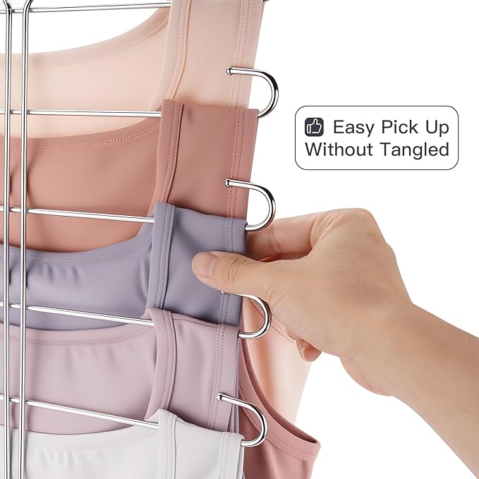 Tank Top Hanger 2 Pack Bra Hangers for Closet Organizer,6 Tiers Metal Space Saving Hanger with 360 Degree Hook,Mult Function Closet Organization for Vest,Tank TOP,Yoga Pants,Scarves