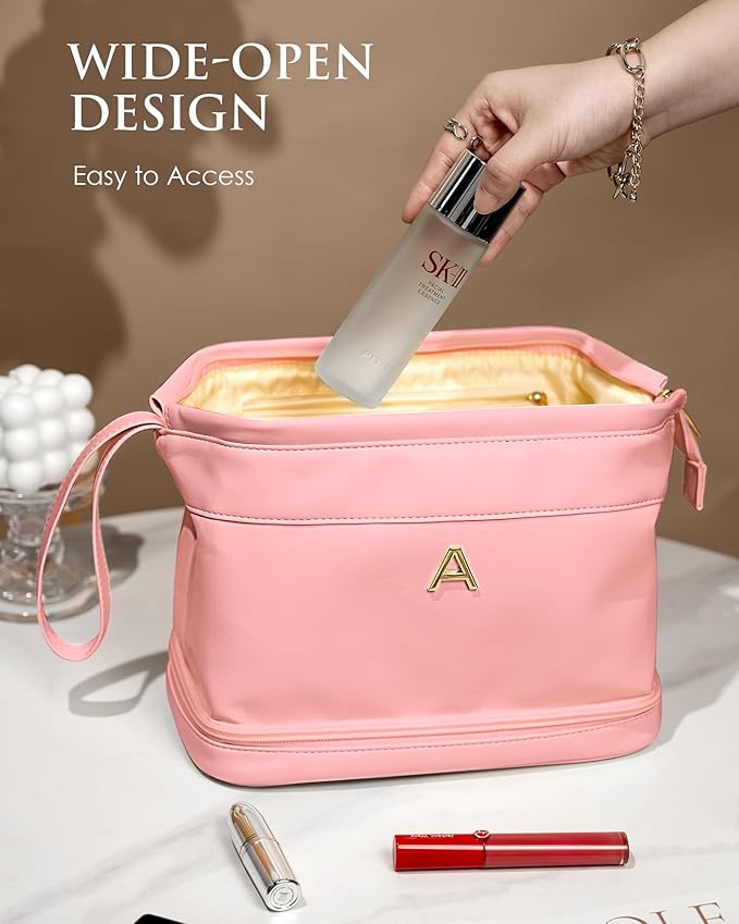 Gifts for 10 11 12 13 14 15 16 17 18 Year Old Girls, IMakeup Bags, Personalized Double Layer Cosmetic Bag with Makeup Brush Organizer, Gifts for Women Girlfriend Friends Female Mom Sister
