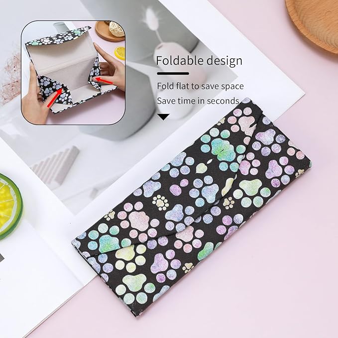 Foldable Glasses Case, Magnetic PU Leahter Sunglasses Case, Cute Hard Shell Folding Eyeglass Cases for Women Kids