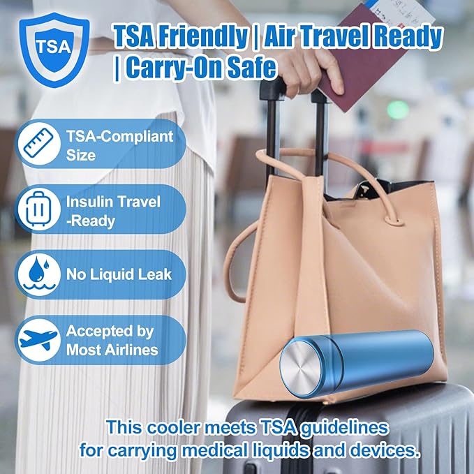 Insulin Cooler Travel Case TSA Approved – 60H Insulin Pen Cooler for 2-3 Pens – Medication Travel Case with Ice Packs, Ideal for Diabetes Care & Injection Storage (Blue)