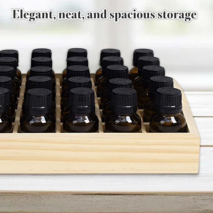 2 PCS Wooden Essential Oil Bottle Storage Box, Essential Oil Holder Detachable Display Organizer Stand, Wooden Storage Box Fits 5-15 Ml Bottles