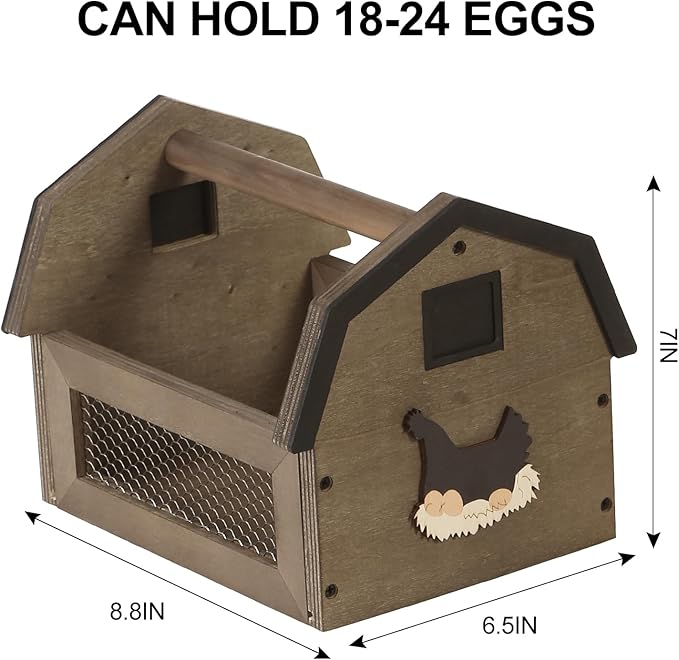 Egg Basket for Gathering Fresh Eggs, Farmhouse Egg Collecting Basket, Wood Chicken Egg Basket, Egg Basket Countertop. （Gray Medium） ZSHLXM