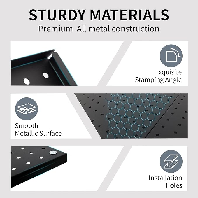 Pegboard Wall Organizer 4 PCS 24" x 12" Black Peg Board Metal Pegboard Panels for Garage Tool Storage