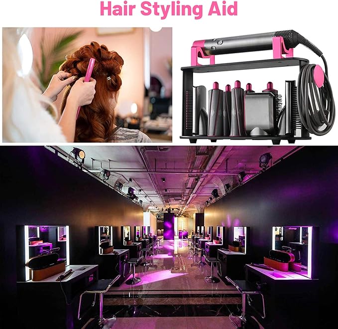 Foho Storage Holder Compatible for Dyson Airwrap Styler, 8-Holes Countertop Bracket Organizer Stand Storage Rack for Hair Curling Iron Wand Barrels Brushes Diffuser Nozzles for Home/Bedroom/Bathroom