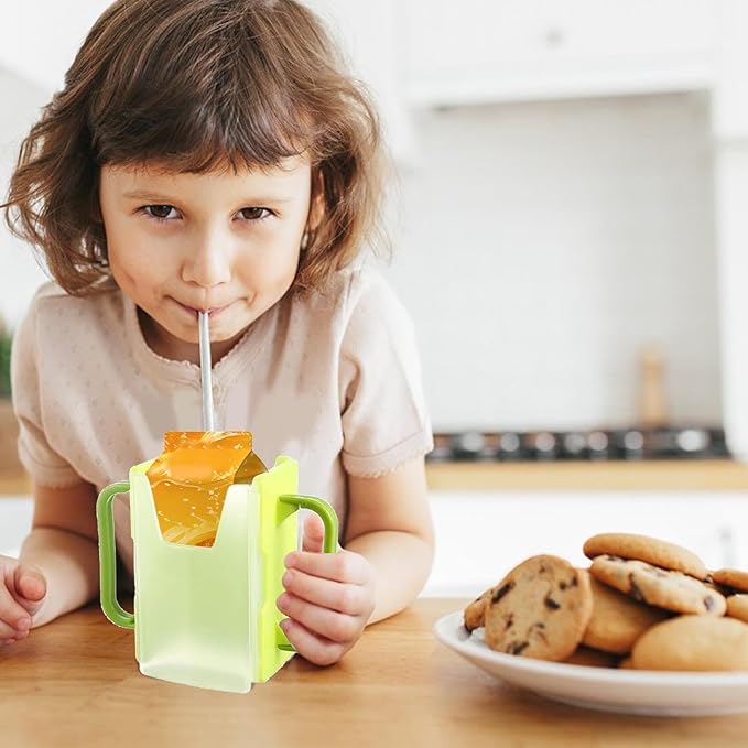 Juice Box Holder - Portable Toddler Drink Pouch Holder, Squeeze Proof Milk Pouch Holder | Reusable Milk Carton Cup Holder, Adjustable Juice Bag Holder, Milk Cup Holder Peerfect for Kids and Toddler