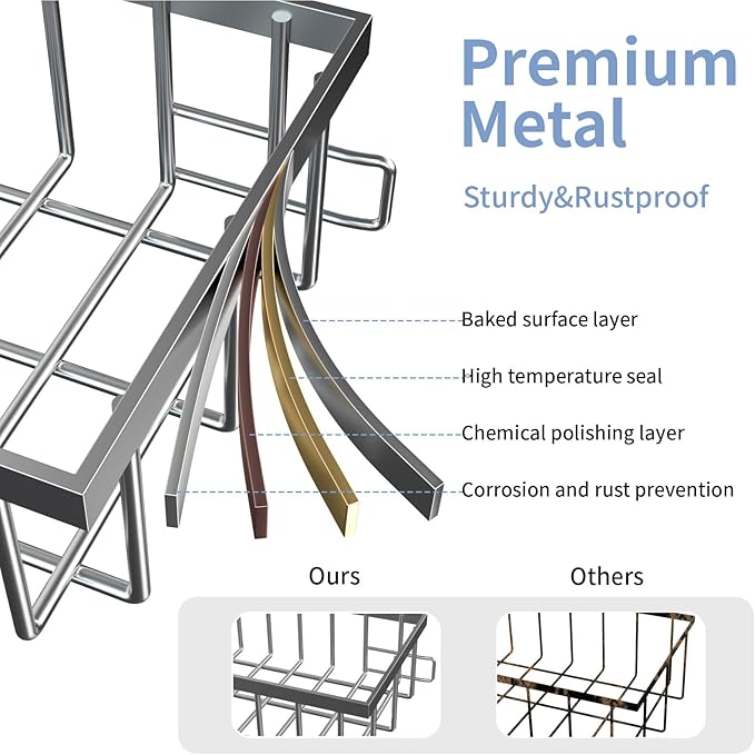 2 Pack Under Sink Organizer Storage 2-Tier Premium Metal Pull-Out Racks, Height Adjustable, Easy Installation | Kitchen & Bathroom Organizers