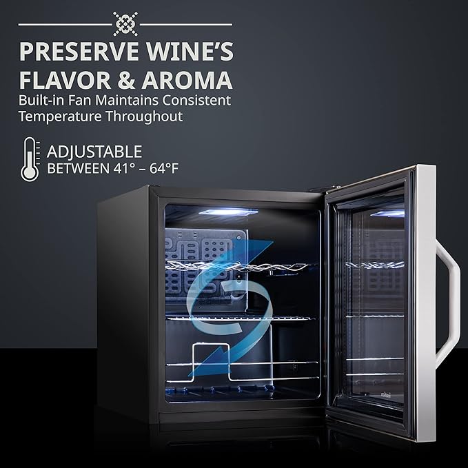 Ivation 12 Bottle Compressor Wine Cooler Refrigerator w/Lock | Large Freestanding Wine Cellar For Red, White, Champagne or Sparkling Wine | 41f-64f Digital Temperature Control Fridge Stainless Steel