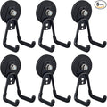 ULIBERMAGNET Heavy Duty Magnetic Garage Hook,6 Pack Strong Large Magnet Hooks for Power Drill,Garden Tools,Hose,Pegboard,Garage, Workshop,Magnetic Storage Hooks for Indoor Outdoor Hanging(Black)