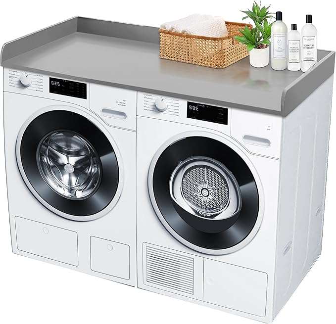 Royxen Laundry Countertop Solid Wood, Countertop for All Front-Loaded Washing Machine and Dryer, Extra Room for Laundry Room, Gray