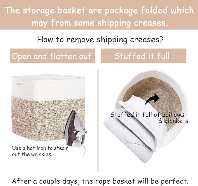 Storage Cubes 11 Inch Cotton Rope Woven Storage Basket for Organizing 3 Pack | Storage Bins for Organization and Storage | Toy Storage Organizer | Basket for Shelves | Toy Bins（Brown）