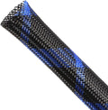 Expandable Braided Sleeving, PET Automotive Wire Loom, Flexible Cable Management for Audio Video and Other Home Device, Cord Protector from Pets (Black Blue, 1" x 100ft)
