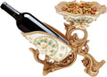 Wine Bottle Holder, Gold Wine Glass Holder Countertop with Flower Relief, Vintage Tabletop Rack Decor for Home Bar Restaurant Club Hotel