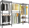Metal Garment Racks Heavy Duty Clothes Rack Adjustable Freestanding Expandable Industrial Pipe Clothing Rack for Hanging Clothes - 70" L x 16" W x 76.7" H, Black