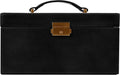 Time Resistance Jewelry Box - Full Grain Leather Jewellery Organizer - Accessories Storage Key Lock - Jewellery Box (Black)