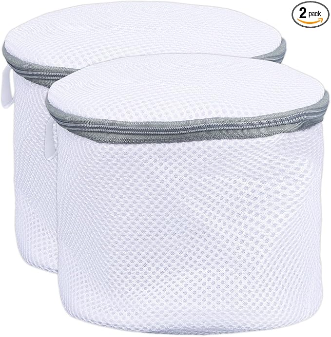 2pcs Underwear Bra Mesh Laundry Bag, 6.50x5.91in/16.5x15cm Durable Reusable Delicate Undergarment Laundry Net with Reinforced Washing Machine Mesh for College Dorm Travel Family Apartment