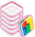 Sanwuta 6 Pcs Clear Hard Zipper Case Hard Plastic Zipper Pouches Transparent Makeup Bag Pencil Pouches for Travel Snacks Christmas Trinket Storage Organizer Box(Pink,5 x 5 x 2 Inch)
