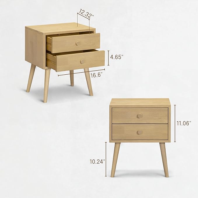 NTC Lux Nightstand with 2 Drawers, Featuring Adaptable Design, 150 lbs Load Capacity, Water-Resistant, Elevate Your Space, Easy Assembly - Sand