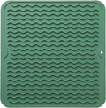 Silicone Dish Drying Mat for Multiple Usage,Easy clean,Eco-friendly,Heat-resistant Silicone Mat for Kitchen Counter or Sink,Refrigerator or Drawer liner Green M 12 inches x 12 inches