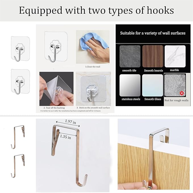2-Pack Hanging Storage Organizer, Over The Door Hanging Bags/Wall Baskets Storage with Pockets for Home, RV, Office and More (2, White)