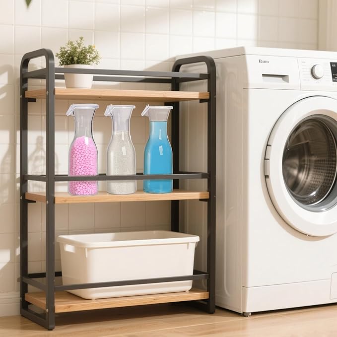 3 Pack Laundry Detergent Dispenser with 5 Labels, 40 OZ Plastic Fabric Softener Bottle, Reusable Detergent Container, Laundry Room Organizer for Liquid Soap Powder Bleach Scent Booster Beads