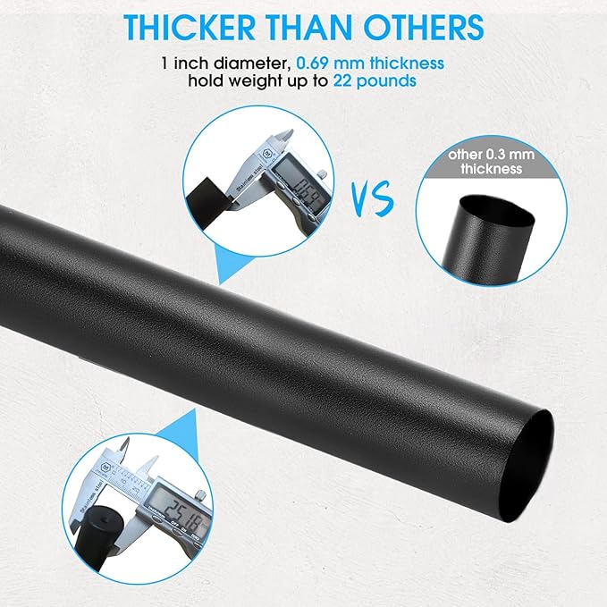 Industrial Curtain Rod, Curtain Rods for Windows 28 to 48 Inch, Rustic Wrap Around Curtain Rod, Fits Blackout Curtain, Indoor and Outdoor, Size: 30-48 Inch