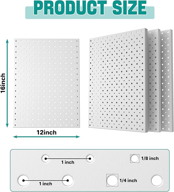 EVERHANGER Metal Pegboard Panels, Heavy Duty Pegboard Wall Organizer, Garage Wall Panels, Tool Storage Organization, 12"X16", 2pcs, Gray