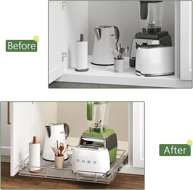 Pull Out Cabinet Organizer 28½" W x 21½" D, Heavy Duty Cabinet Pull Out Shelves, Slide Out Drawers Organization for Kitchen Cabinets Bathroom