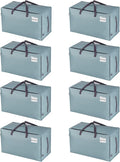 VENO 8 Pack Moving Bags and Large Christmas Decoration Storage Bins with lids. Alternative to Moving Boxes, Packing Supplies for College. Heavy Duty Totes (Light Blue Matte, 8 Pack)