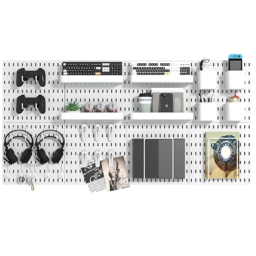Pegboard Combination Kit, 8 Peg Boards and 30 Accessories Modular Hanging Black Pegboard for Walls, Office Wall Organizer, Keys Holder on Wall, Nursery Storage, 44"x22" Black