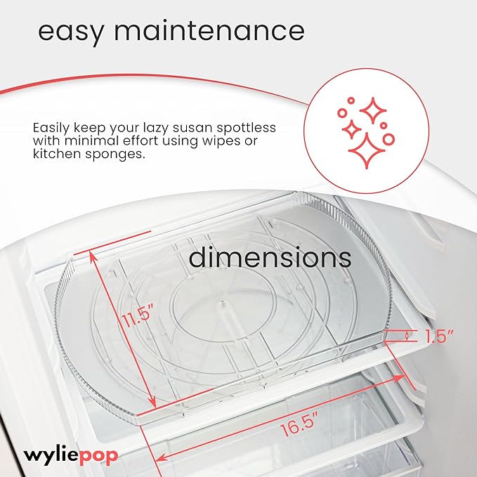 Lazy Susan for Refrigerator - 360° Turntable Refrigerator Organizer and Storage Tray for Fridge, Cabinet & Pantry - Large, Premium Rectangle Lazy Susan (16.5"x11.5"x1.5")