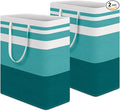 HomeHacks 2-Pack Large Laundry Basket, Waterproof, Freestanding Laundry Hamper, Collapsible Tall Clothes Hamper with Extended Handles for Clothes Toys in the Dorm and Family (Green, 125L)