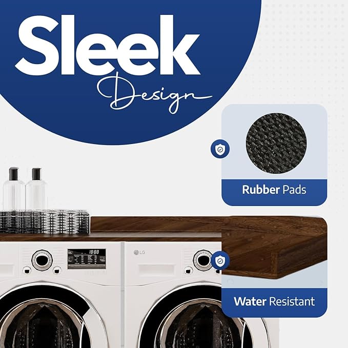 OfficeSimpli Large Washer Dryer Countertop 30 x 58 - Made in USA - Laundry Countertop Over Washer and Dryer, Laundry Room Countertop Organization Solution with Non-Slip Pads, California Walnut